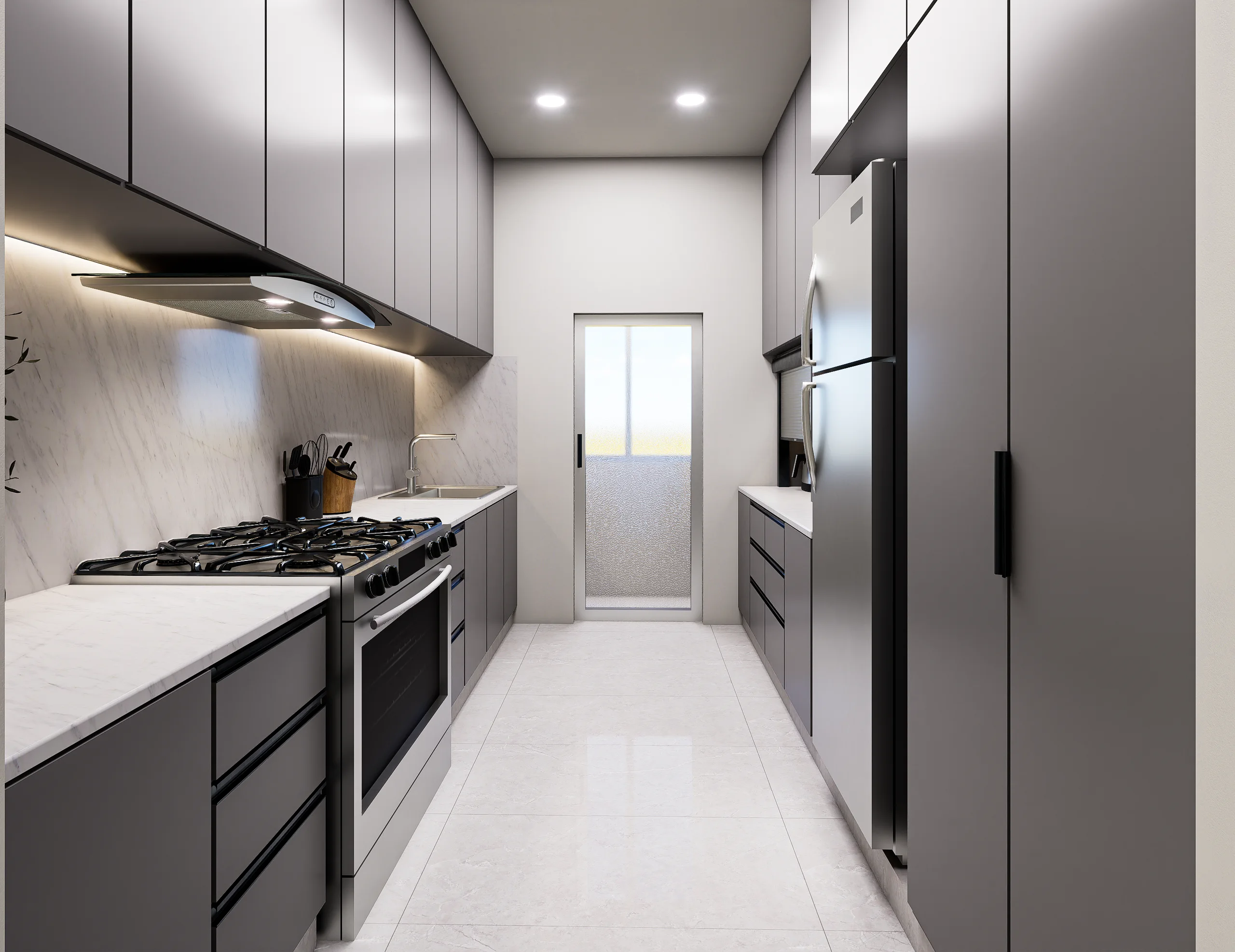 Galley Kitchen Renovation, Kitchens production work by Outframe Arc