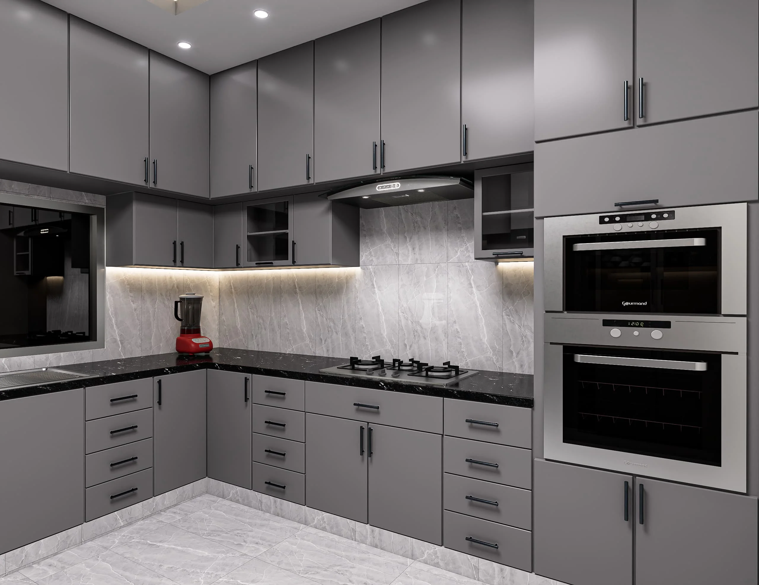 Modern Gray & Granite Kitchen, Kitchens production work by Outframe Arc